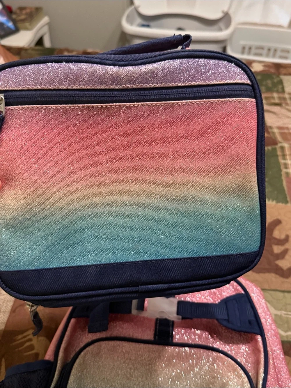 Pottery Barn Kids Glitter Ombre Backpack - Pink, Teal & Navy